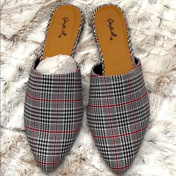 Quips Plaid Mules - Picture 1 of 5